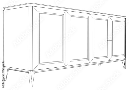 Chest of drawers outline icon. Line art illustration of TV stand, dresser. Modern commode, furniture in scandinavian style for home interior. Linear vector illustration isolated on white background