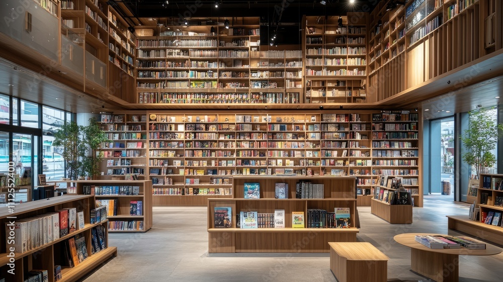 Modern Library Interior Design with Wooden Shelving and Layout Modern Library Interior Design with Wooden Shelving and Layout