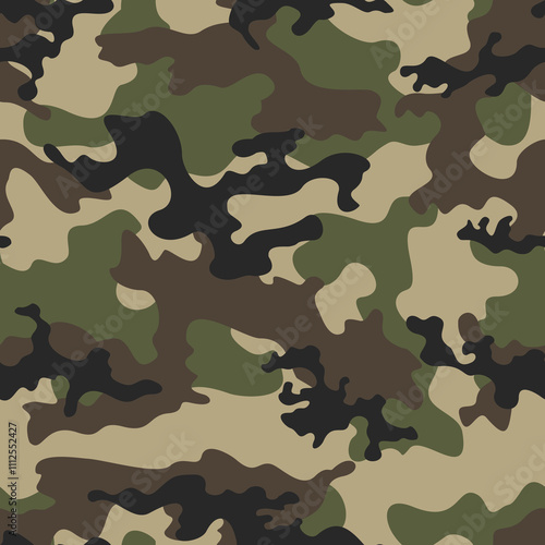 
classic vector camouflage pattern, army forest hunting print, repeat texture