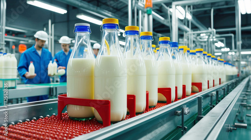 Milk Production Factory: Industrial Bottling and Packaging Technology in Dairy Plant