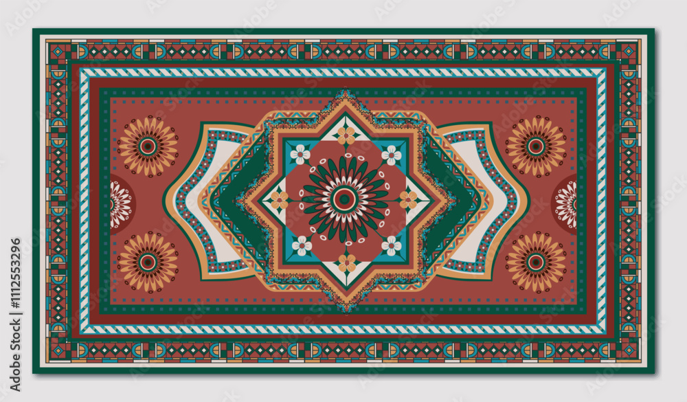 Persian carpet geometric ornament. Culture and traditions of Turkey and Persia. Traditionals patterns and ornaments. Carpet and rug. Flat vector illustration Persian carpet geometric ornament. Culture and traditions of Turkey and Persia. Traditionals patterns and ornaments. Carpet and rug. Flat vector illustration