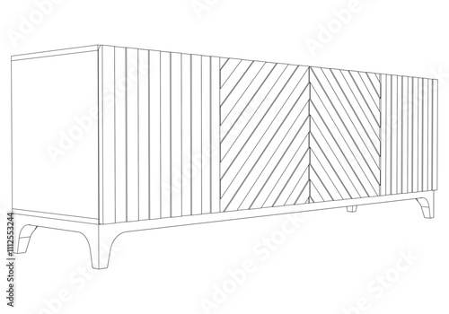 Chest of drawers outline icon. Line art illustration of TV stand, dresser. Modern commode, furniture in scandinavian style for home interior. Linear vector illustration isolated on white background