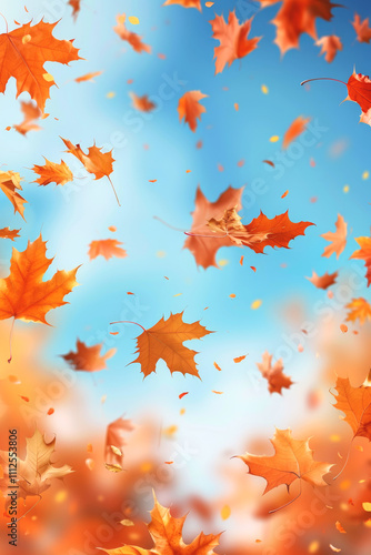 autumn leaf fall autumn landscape yellow-red leaf Generative AI