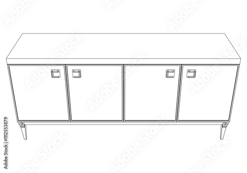 Chest of drawers outline icon. Line art illustration of TV stand, dresser. Modern commode, furniture in scandinavian style for home interior. Linear vector illustration isolated on white background