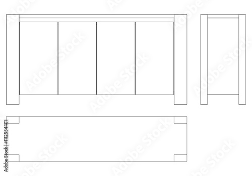 Chest of drawers outline icon. Line art illustration of TV stand, dresser. Modern commode, furniture in scandinavian style for home interior. Linear vector illustration isolated on white background