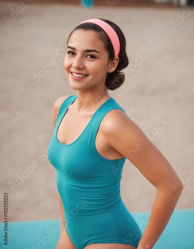 Fitness girl  wear retro tracksuit