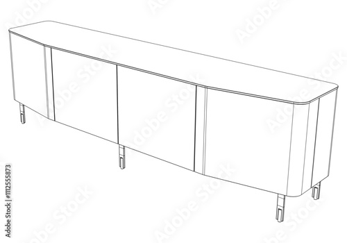 Chest of drawers outline icon. Line art illustration of TV stand, dresser. Modern commode, furniture in scandinavian style for home interior. Linear vector illustration isolated on white background