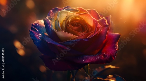 Exquisite Multicolor Rose, Close up.