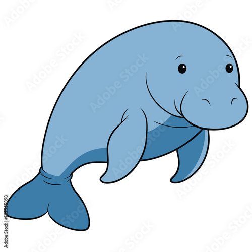 Dugong vector illustration. Dugong vector design isolated on white