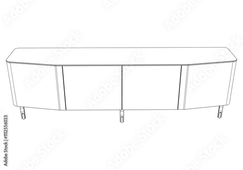Chest of drawers outline icon. Line art illustration of TV stand, dresser. Modern commode, furniture in scandinavian style for home interior. Linear vector illustration isolated on white background