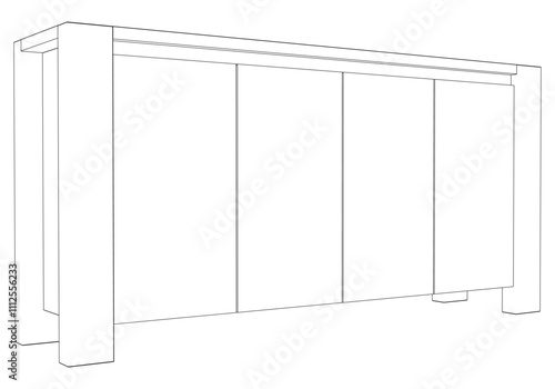 Chest of drawers outline icon. Line art illustration of TV stand, dresser. Modern commode, furniture in scandinavian style for home interior. Linear vector illustration isolated on white background