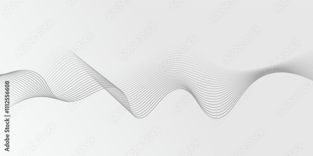 Fototapeta premium Abstract vector background with black wavy lines modern background grey