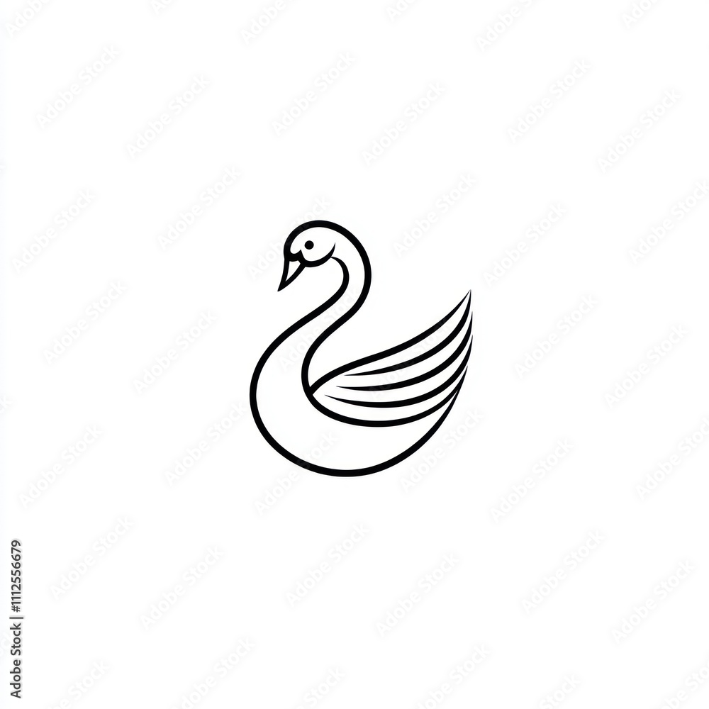 Here's a possible and keyword list for the image.. Elegant stylized swan illustration. Here's a possible and keyword list for the image.. Elegant stylized swan illustration.