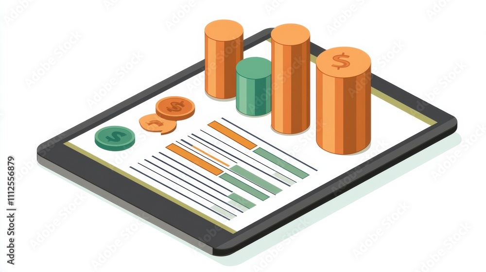 Vibrant Financial Planning on Tablet Illustration Vibrant Financial Planning on Tablet Illustration