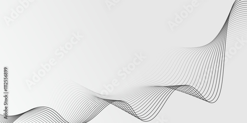 Abstract vector background with black wavy lines modern background grey