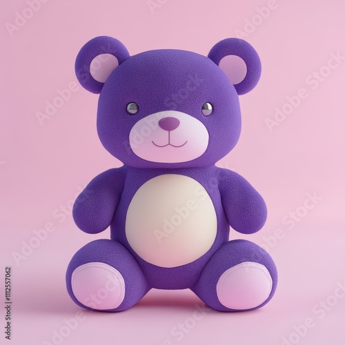 A cute purple teddy bear with a soft texture, perfect for children's rooms and playful decor.