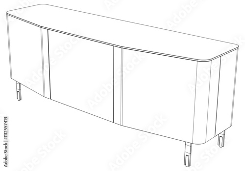Chest of drawers outline icon. Line art illustration of TV stand, dresser. Modern commode, furniture in scandinavian style for home interior. Linear vector illustration isolated on white background