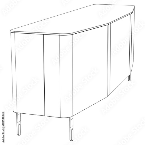 Chest of drawers outline icon. Line art illustration of TV stand, dresser. Modern commode, furniture in scandinavian style for home interior. Linear vector illustration isolated on white background