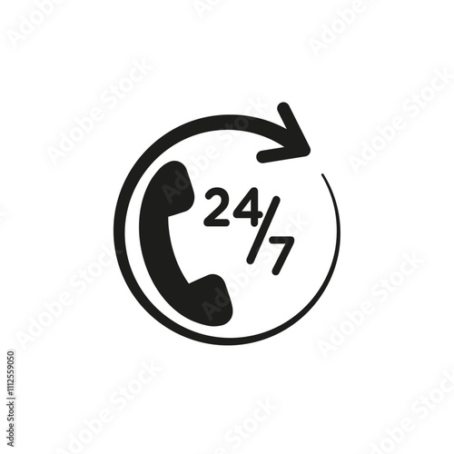 24 7 Emergency call services icon Symbol mark in Outline style