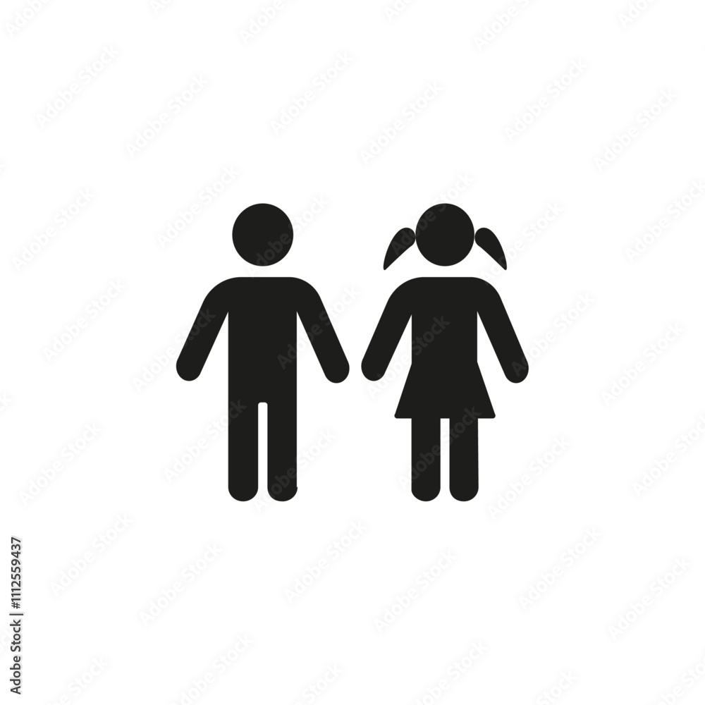 Boy and girl icon Symbol mark in Outline style Boy and girl icon Symbol mark in Outline style
