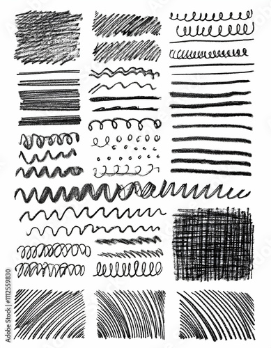 Doodle vector hand drawn scribble, strikethrough, charcoal wavy underline and crayon strok