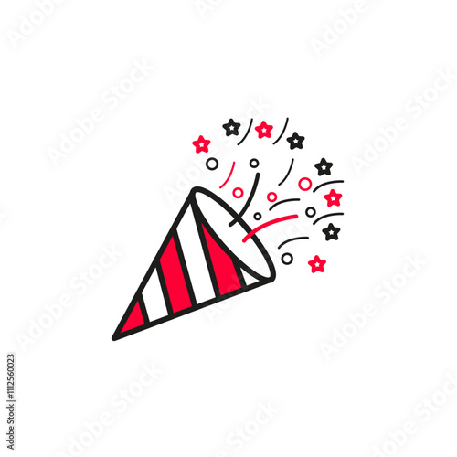 Confetti popper icon Symbol mark in Outline style