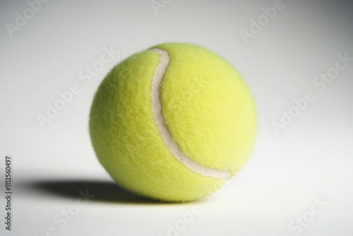 A tennis ball sits on a white background, cast in shadow