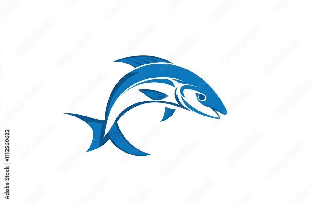 Abstract stylized blue fish leaping, isolated on white background. Abstract stylized blue fish leaping, isolated on white background.