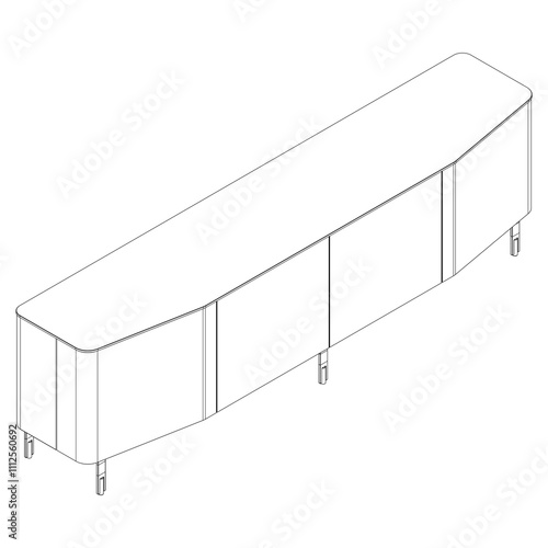 Chest of drawers outline icon. Line art illustration of TV stand, dresser. Modern commode, furniture in scandinavian style for home interior. Linear vector illustration isolated on white background