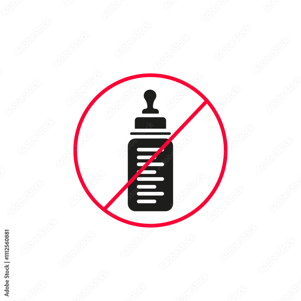 Feeding bottle forbidden icon Symbol mark in Outline style Feeding bottle forbidden icon Symbol mark in Outline style