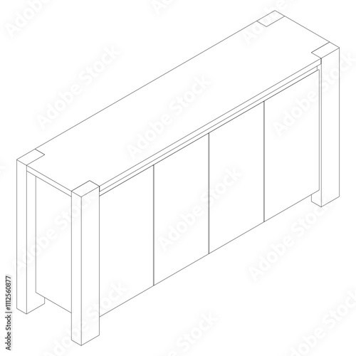 Chest of drawers outline icon. Line art illustration of TV stand, dresser. Modern commode, furniture in scandinavian style for home interior. Linear vector illustration isolated on white background