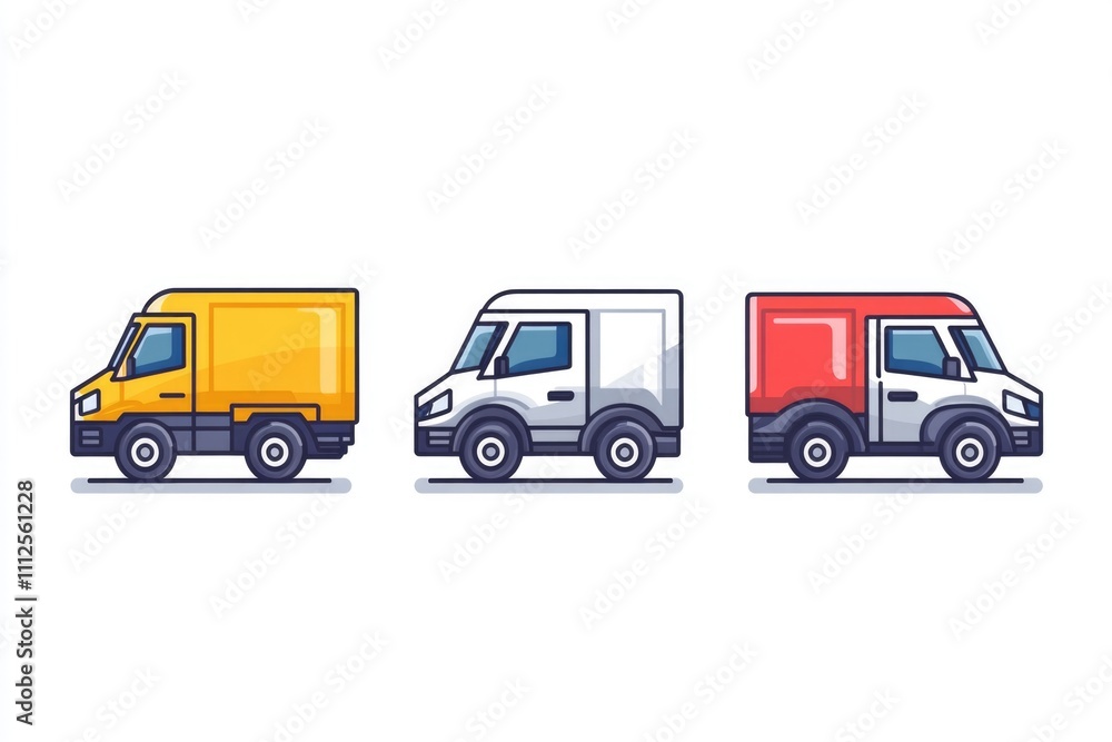 Three vehicles parked together on a white surface Three vehicles parked together on a white surface