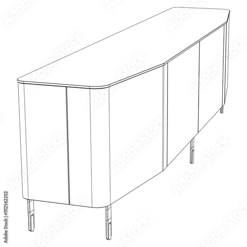 Chest of drawers outline icon. Line art illustration of TV stand, dresser. Modern commode, furniture in scandinavian style for home interior. Linear vector illustration isolated on white background