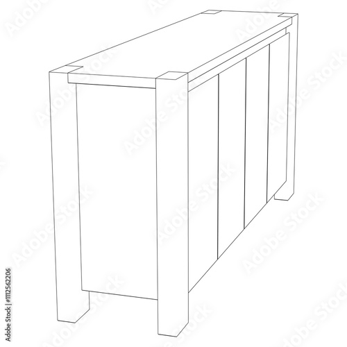 Chest of drawers outline icon. Line art illustration of TV stand, dresser. Modern commode, furniture in scandinavian style for home interior. Linear vector illustration isolated on white background