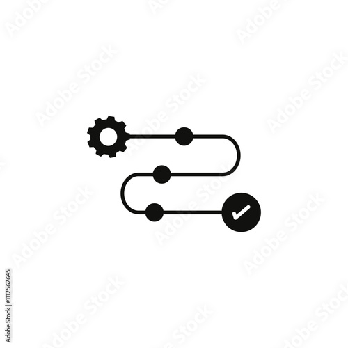 Sequential process icon Symbol mark in Outline style