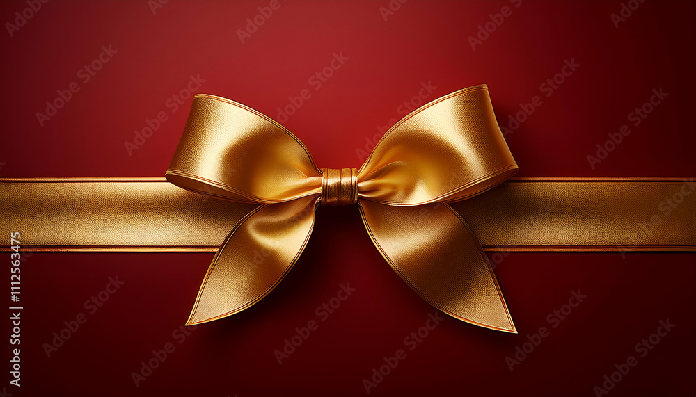 Golden luxury ribbon isolated on Red background Golden luxury ribbon isolated on Red background