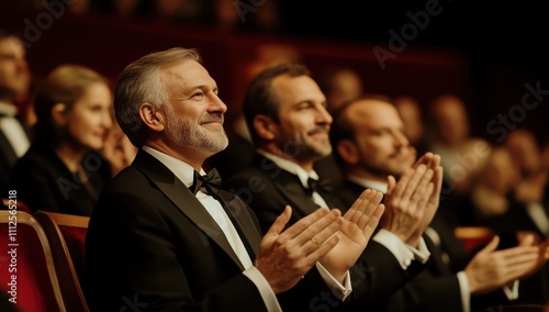 the audience applauds in the hall