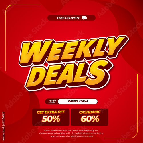 Weekly Shopping day Sale discount deals Red gradient wavy fluid background banner