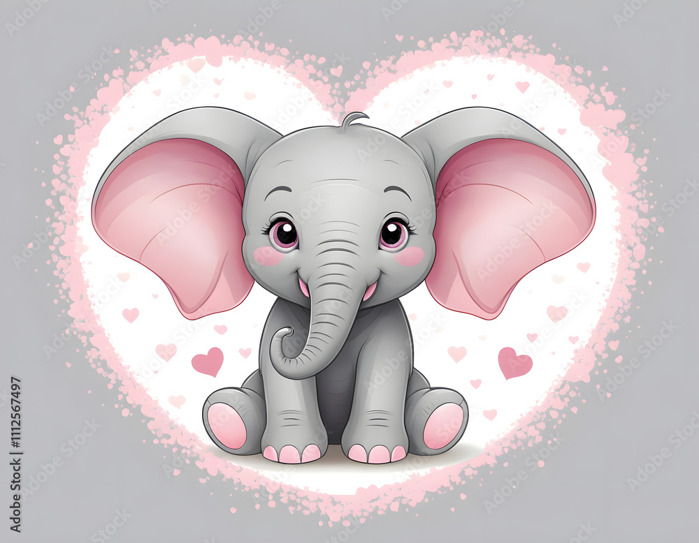 Obraz premium Heart-framed baby elephant