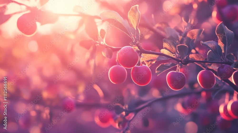 Soft Focus Pink Cherry Blossoms in Warm Sunset Lighting Soft Focus Pink Cherry Blossoms in Warm Sunset Lighting
