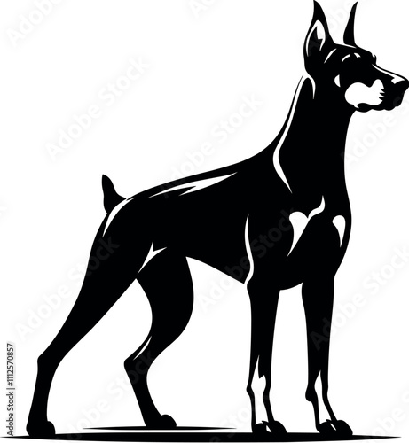 Doberman Pinscher Dog Silhouette - Black Vector Cricut Design for T-Shirt Printing