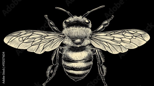 Engraved Honeybee: A Detailed Illustration photo