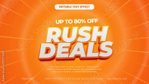 Rush Sale discount deals Orange gradient Editable text effect background banner