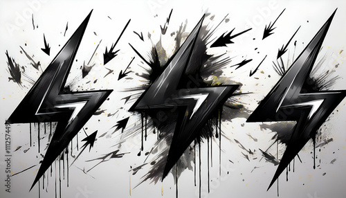 pray paint arrows, drips and lightning bolts with graffiti effect. 