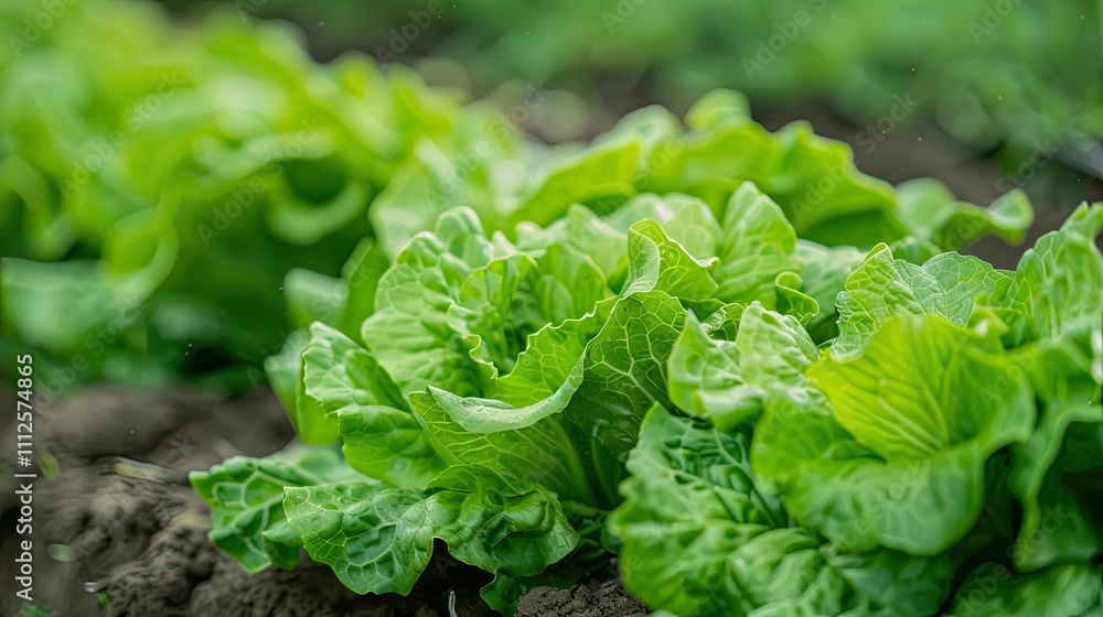 Closeup of Fresh Green Lettuce in a Garden Closeup of Fresh Green Lettuce in a Garden