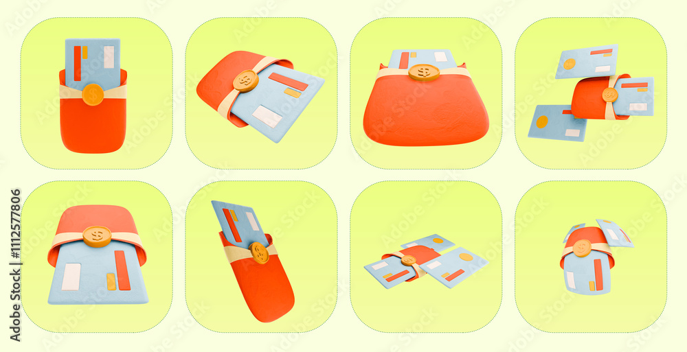 Lucky money in the red envelope Lunar New Year Clay Concept Art 3D render multi views Lucky money in the red envelope Lunar New Year Clay Concept Art 3D render multi views