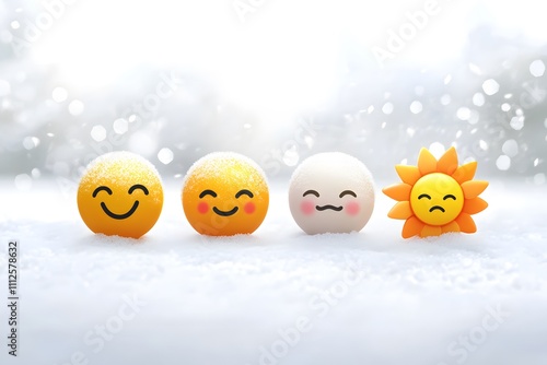 Frosty Emojis on Snow
