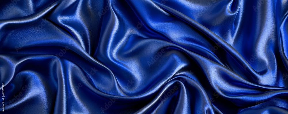 Deep Blue Satin Drape Abstract Texture, Fabric Waves, Luxurious Concept, Silk, Smooth Silk, Texture Deep Blue Satin Drape Abstract Texture, Fabric Waves, Luxurious Concept, Silk, Smooth Silk, Texture
