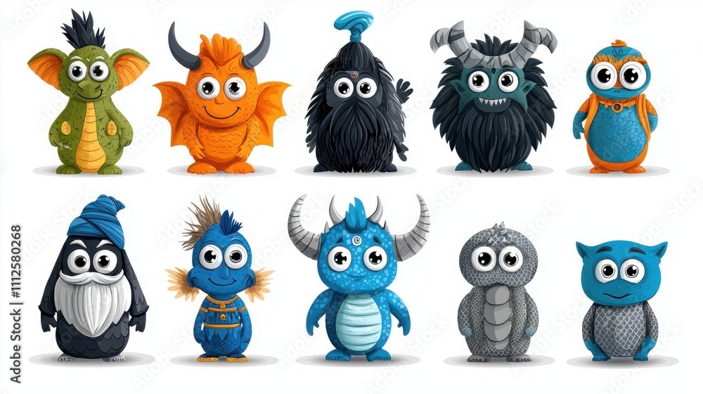 Fototapeta premium Whimsical illustration of mythical characters from Indian folklore. High Quality