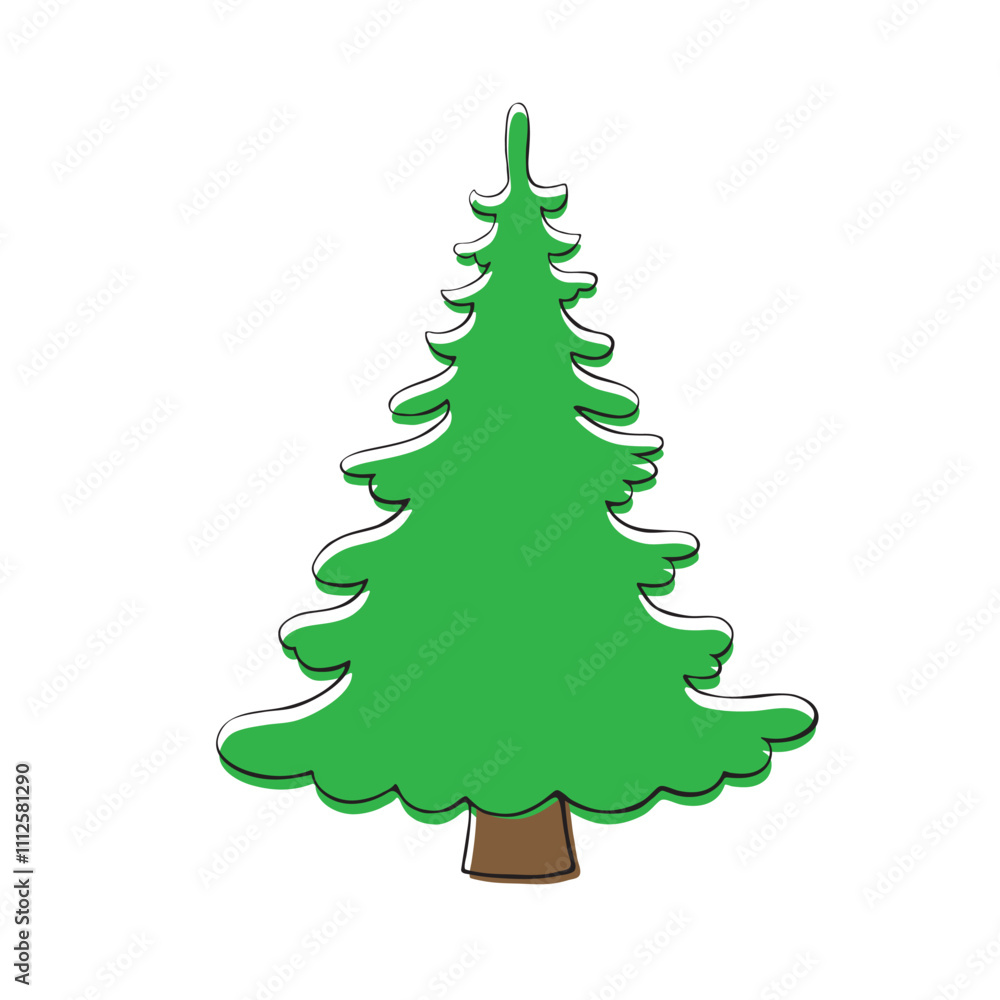 Pine, fir, tree vector green silhouette in flat doodle style, isolated. Clipart, symbol merry christmas and happy new year. Template for children creativity, greeting cards, applications Pine, fir, tree vector green silhouette in flat doodle style, isolated. Clipart, symbol merry christmas and happy new year. Template for children creativity, greeting cards, applications